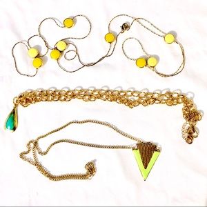 Bundle of three gold necklaces